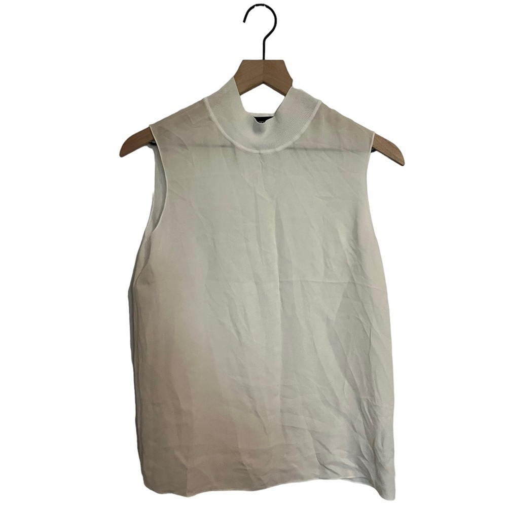 Theory Women's Rib Neck Silk Shell Blouse Size Small